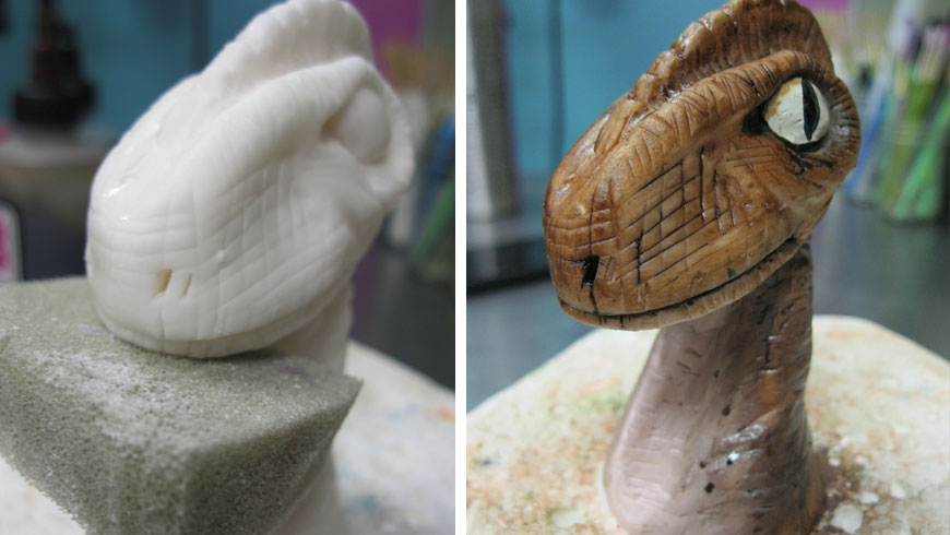 Details of the dinosaur cake