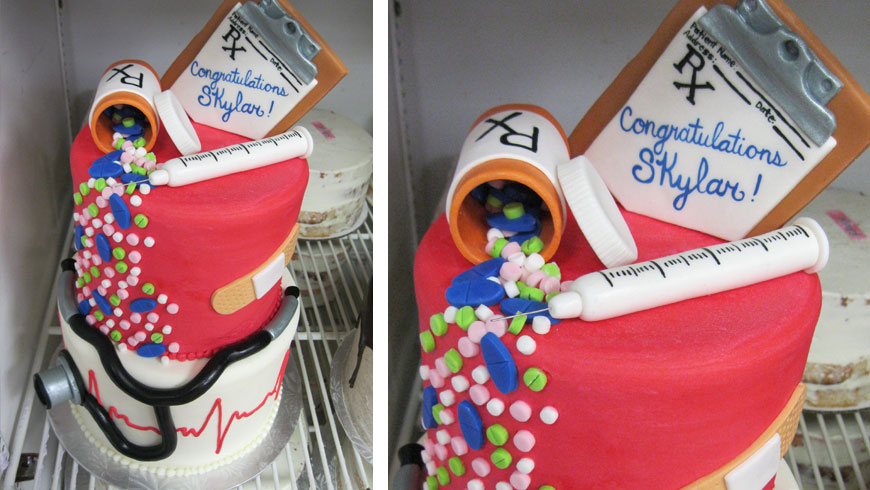 A nursing themed cake for Skylar's graduation